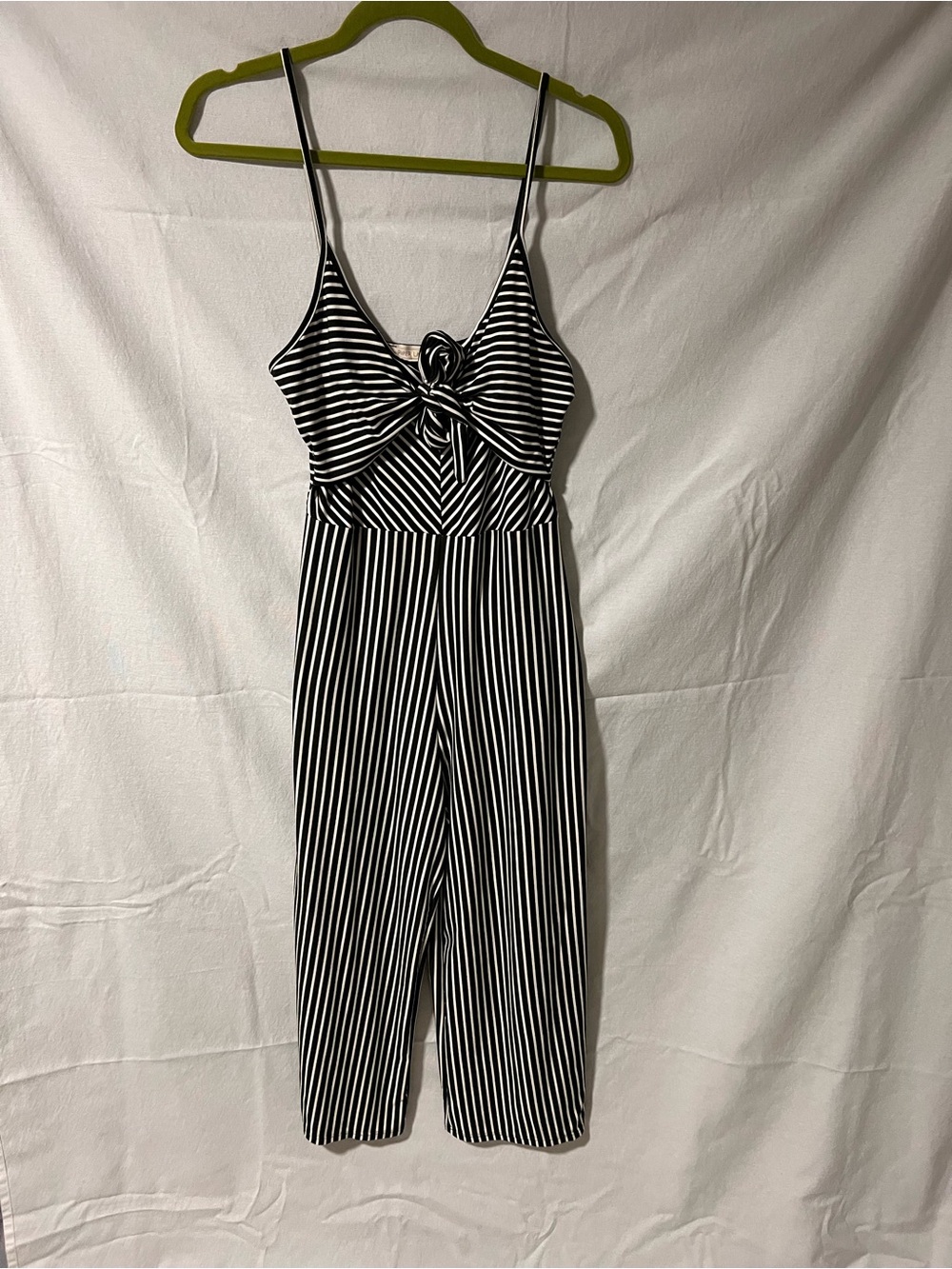Green and white striped jumpsuit